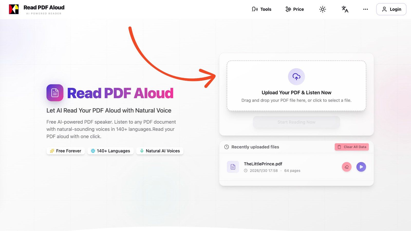 Read PDF Aloud Online screenshot