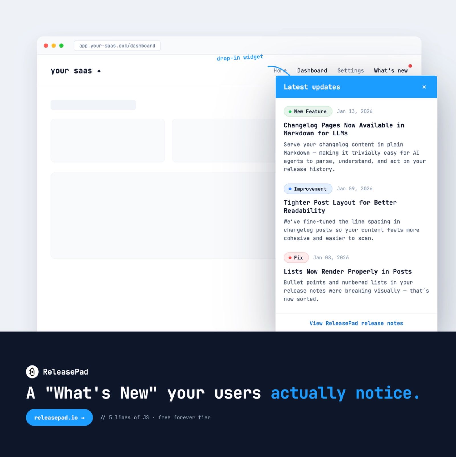 ReleasePad screenshot